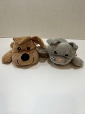 Melissa  Doug 10" Plush Gray Kitten Cat  Brown Puppy Dog Stuffed Animals Pair