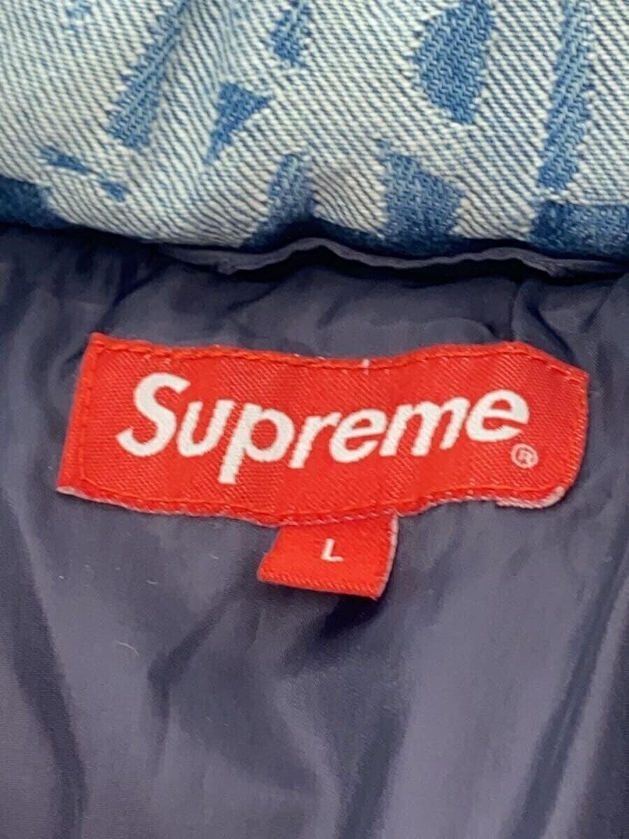 Supreme Fat Tip Jacquard Denim Puffer Down Jacket Men's Supreme Fat Tip Jacquard Denim Puffer Down Jacket Men's