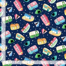 Travel Fabric RV Camper Tent Toss Blue Timeless Treasures YARD