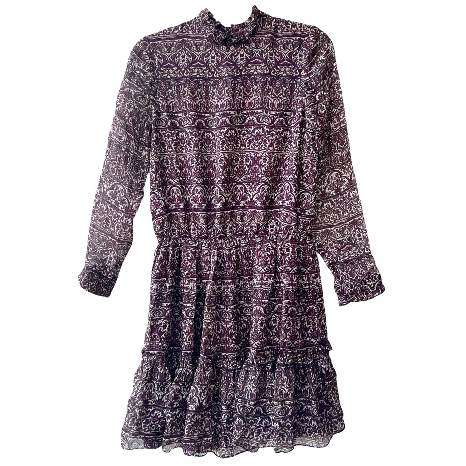 Shoshanna Bonne Floral Keyhole Shirred Silk Chiffon Floral Print Boho Dress Sz 6 - Image 3 of 4