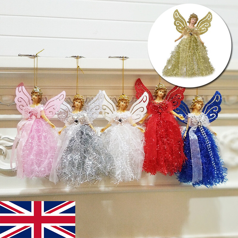 22cm Christmas Angel Fairy Tree Topper Pink Silver Blue Red White Decoration UK eBay
