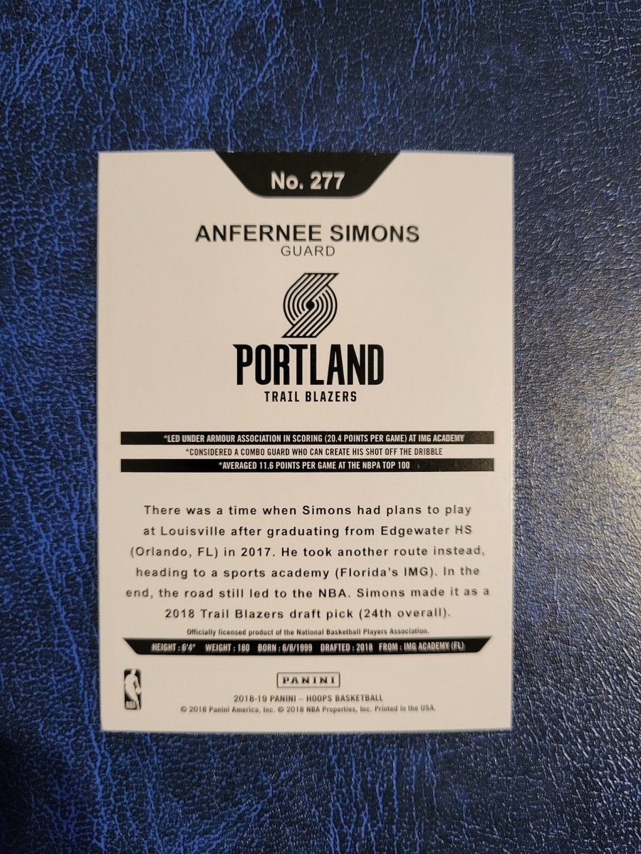 その他 Anfernee Simons RC auto 2018 Prizm Anfernee Simons Blue /199 RC Rookie PSA 10