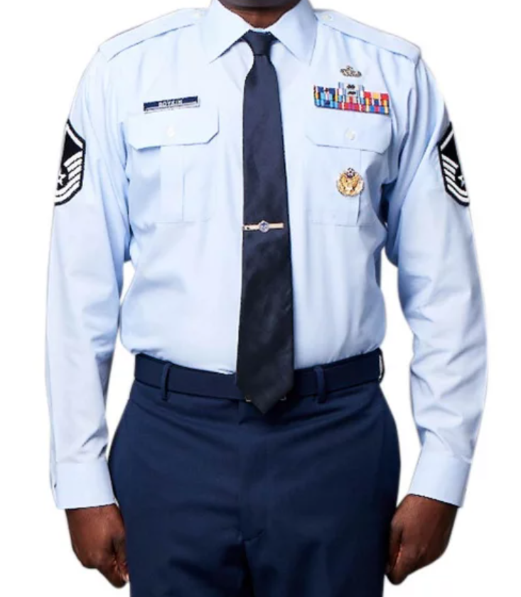 Air Force USAF Men’s Blue Service Dress Shirt, Short Long Sleeve,  Used