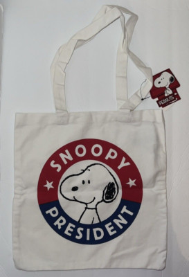 Peanuts ''Snoopy for President'' Cotton Eco Tote Canvas White Bag Forever21 - NWT