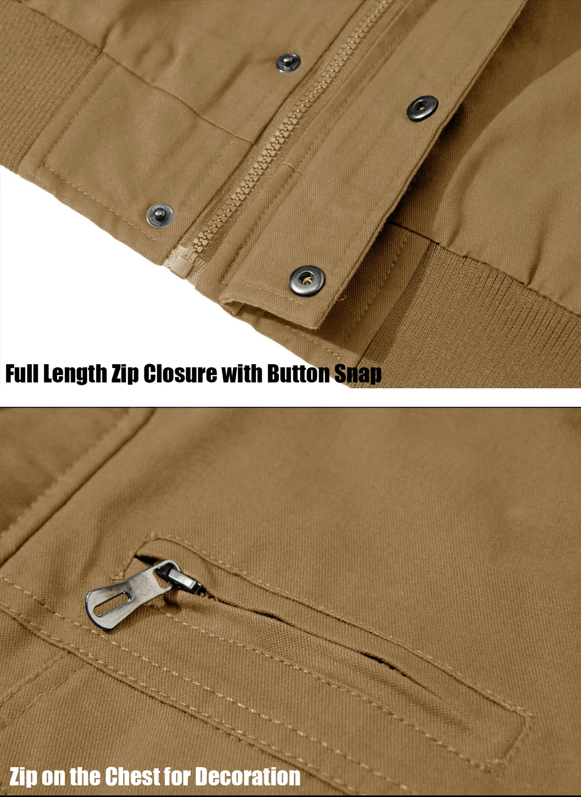Men's Winter Thermal Fleece Lined Bomber Jacket Outdoor Hiking Casual Work Coats image 6