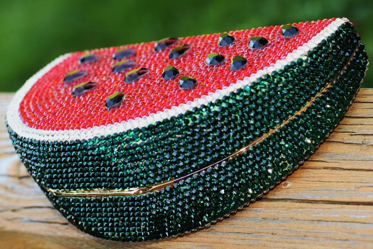 SPARKLING CRYSTAL MINAUDIERE & kate spade WATERMELON CLUTCH SPARKLING CRYSTAL MINAUDIERE & kate spade WATERMELON CLUTCH