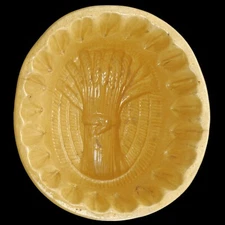 Victorian Yellow Ceramic Food Mold Wheat Sheaf Circa 1900