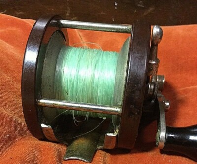 Moulinet De Pêche En Eau Salée Ocean City Brigantine 250 Yds - Vintage Bois - USA