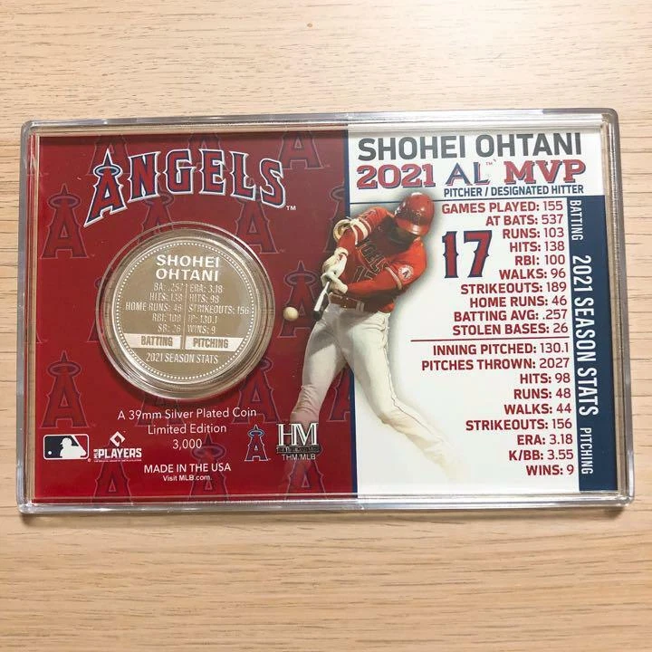 Shohei Ohtani Angels 2021 AL MVP Silver Coin Card 3000 Limited JAPAN ORIGINAL - Image 2 of 3