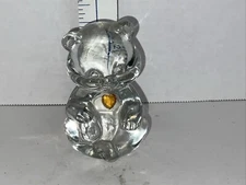 Fenton Birthday BEAR Figurine with Amber Heart 3.5"