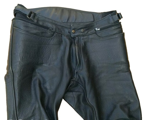 BKS BLACK LEATHER MOTORBIKE MOTORCYCLE TROUSERS W36-38" LEG 26" - Picture 12 of 15