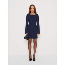 Reformation Esra Mini Dress in Button Blue and White Polka Dot Size Small