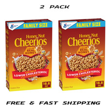 (2 PK)Honey Nut Cheerios, Heart Healthy Gluten Free Cereal, Family Size, 18.8 oz