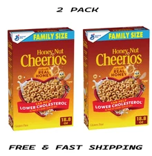 (2 PK)Honey Nut Cheerios, Heart Healthy Gluten Free Cereal, Family Size, 18.8 oz