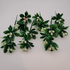 Vtg Lot Of 6 Plastic Mistletoe Christmas Floral Picks Crafts Arrangements