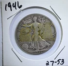 1946 50C Liberty Walking SILVER Half Dollar circulated TAPE (27-53)