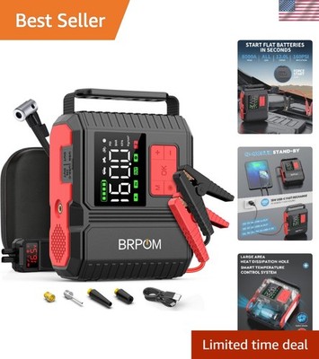 Emergency Car Jump Starter & Compressor: 8000A, 26800mAh, 12V All Vehicles