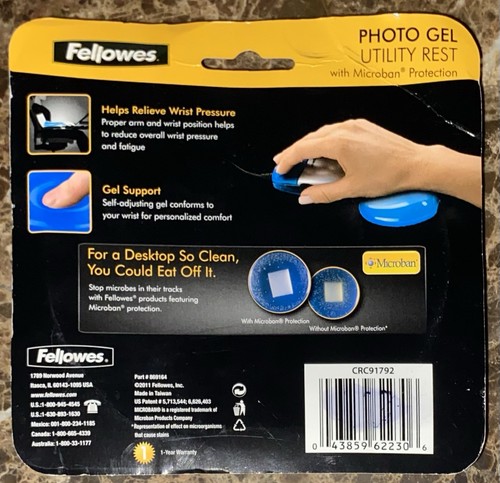 Fellowes Photo Gel Utility Wrist Rest Pad Pink Flowers Microban Protection NEW - Picture 3 of 3