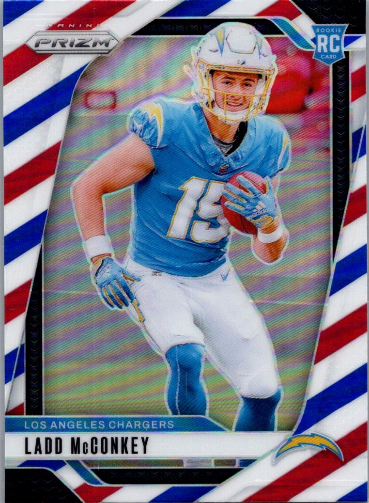 2024 Panini Prizm Red White Blue Rookie Ladd McConkey Los Angeles Chargers #365