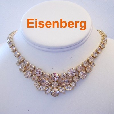 EISENBERG Glitzy Rarely Seen CHAMPAGNE Rhinestones Lavish NECKLACE
