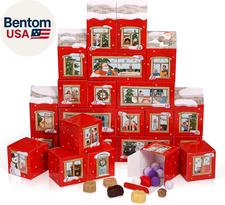 Christmas Empty Advent Calendar Boxes to Fill, 24 DIY Gift Boxes Printed with Nu