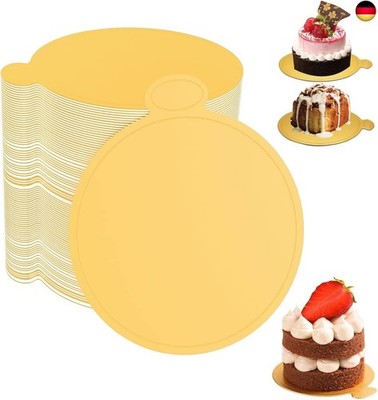 DGN 100 Stück Mini Cake Board, 9cm Kuchenplatten, Mousse Kuchen Bretter Gold