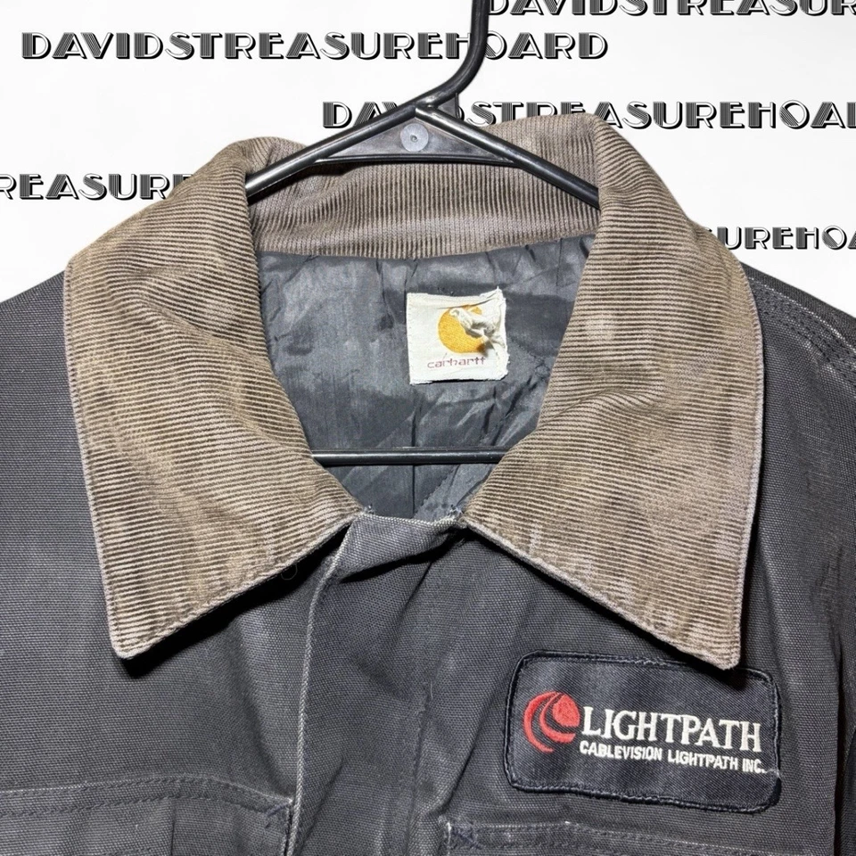 Chaqueta de Lona de Pato Carhartt Para Hombres Envejecida De Colección Talla Grande Acolchada C03 Negra EE. UU. Foto 4 de 4