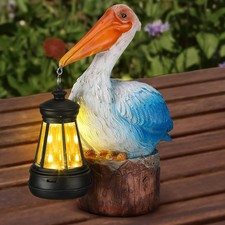 Pelican Decor with Solar Lantern Nautical Decoration Pelican Solar Light 6.1 Inc