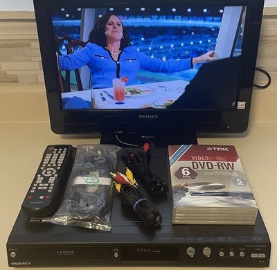 Magnavox MDR537H/F7 1TB HDD DVD Recorder Bundle EXCELLENT Tested HDMI Cables TDK