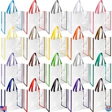Saintrygo 20 Pack Clear Tote Bags Bulk 12 x 12 x 6 PVC Plastic Tote Bag with