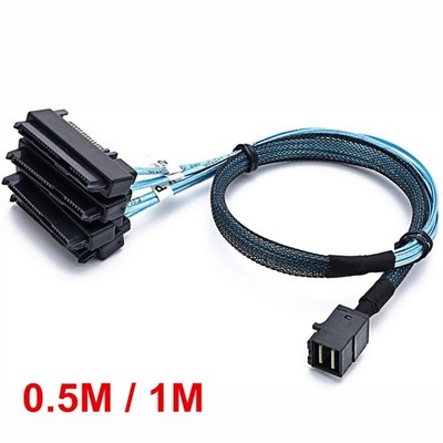 Mini SAS HDD SFF-8643 To 4 SFF-8482 Connector W/ Power Port Hard Drive 0.5M 1M