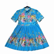 VERWIN Lapel Three-Quarter Sleeve Knee Length Floral Pleated Dress Size XXL 2XL
