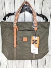 Bric's Sportina Olive Green Nylon/Brown Leather Medium Tote Bag w/ Accessory Bag