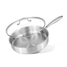 28cm Stainless Steel Saute Pan with Glass Lid – Induction Safe – By Nuovva
