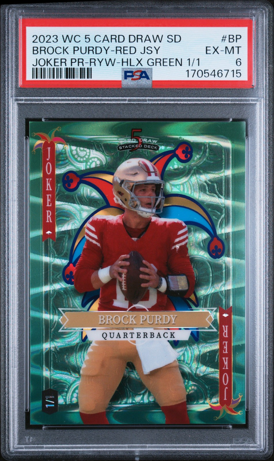2023 WILD CARD 5 CARD DRAW STACKED DECK JOKER PROMO #BP BROCK PURDY 1/1 PSA 6