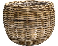Pflanzkorb Leah Sanur Naturfaser Ø 40 Cm H 30 Cm Grau Braun Inkl. Pflanzfolie