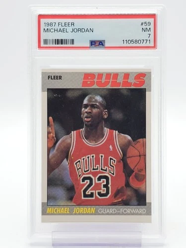 MICHAEL JORDAN 1987-88 FLEER BASKETBALL #59 CHICAGO BULLS PSA 7 Q3414
