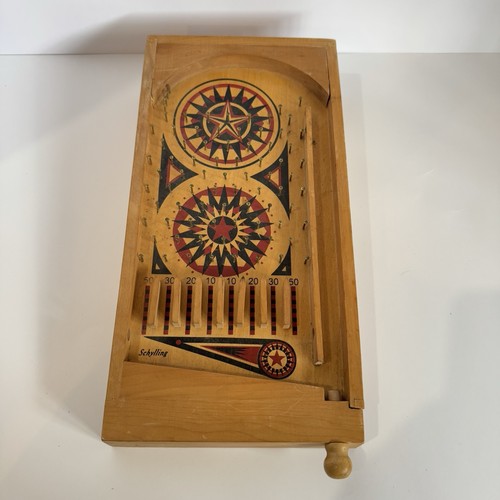 Vintage Schylling Classic Wooden Pinball Machine Table Top Game