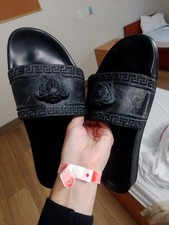   Versace Medusa Men's Black Pool Slides Sandals - Preowned Size M Used Italy