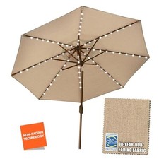 USA 10-Year-Non-Fading Solar 9ft Market Umbrella Heather Beige Single Vent