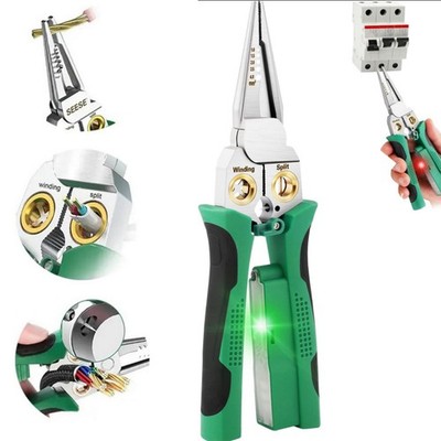 Wire Stripper Twister, Cable Scissors, Voltage Tester Pliers, 8-In-1