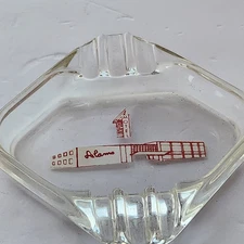 Vintage Alamo Motel Clear Glass Ashtray 5.5" Diamond Shape Collectible 