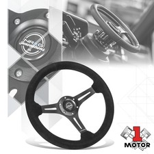 350mm 2.5 Wheel Nrg 3spoke Black Suede Leather Drift Racing Car Steering Wheel