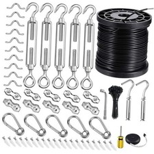 String Light Hanging Kits Coated Stainless Steel 304 Wire Rope, Outdoor 170FT