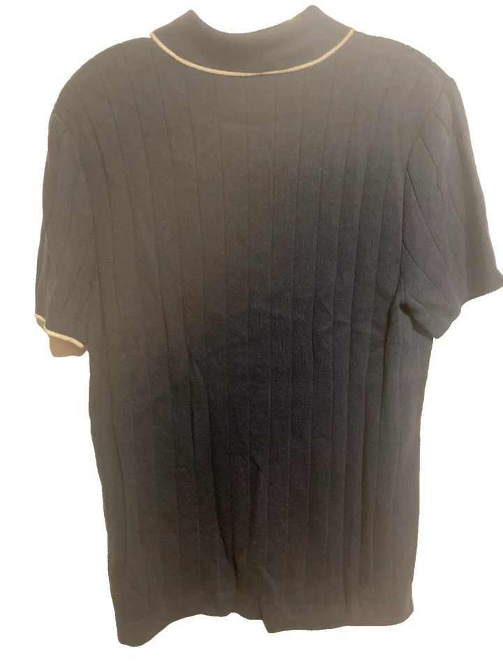 Suéter Polo Express Para Hombre Talla Pequeña Azul Marino Tejido con Cable, Borde Blanco Nuevo Sin Etiquetas Foto 4 de 4