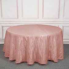 DUSTY ROSE 120" Accordion Crinkle TAFFETA ROUND TABLECLOTH Wedding Decorations