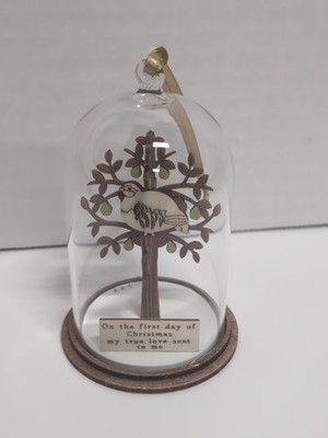 Kloche Partridge in a Pear Tree Glass Dome Hanging Ornament Spirit of Christmas