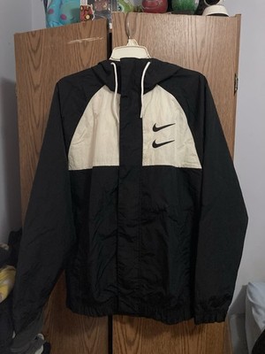 Nike Sportswear Swoosh Hooded Woven Jacket Black White CJ4888-011 Mens Medium