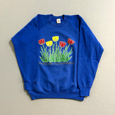 Vintage Solvang California Flower Grandma Cottage Sweater Womens XL USA Made