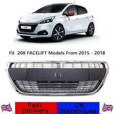 FRONT BUMPER GRILL + CHROME TRIM FOR 2015 - 2018 PEUGEOT 208 ALLURE & ACTIVE